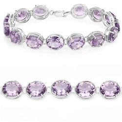 30.10 Carat Genuine Amethyst .925 Sterling Silver Bracelet