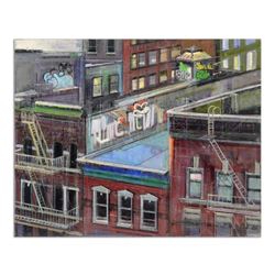 Alex Zwarenstein, "Rooftop Grafetti" Original Oil Painting on Canvas, Hand Signed with Certificate o