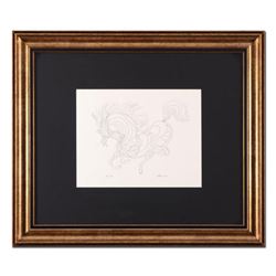 Guillaume Azoulay, "Sketch AZA" Framed Original Drawing, Hand Signed with Letter of Authenticity.