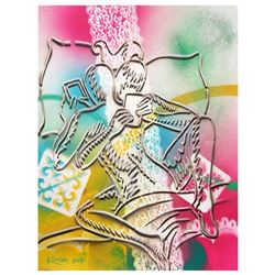 Mark Kostabi "The Fabric Of Passion" Hand Signed Original Artwork with COA.