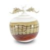 Image 1 : "Small Sage Covered Bowl" Hand Blown Glass Sculpture, Hand Signed by GartnerBlade Glass.