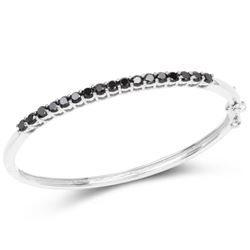 2.50 Carat Genuine Black Diamond .925 Sterling Silver Bangle