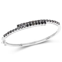 4.00 Carat Genuine Black Diamond .925 Sterling Silver Bangle