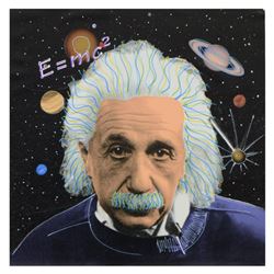 Steve Kaufman (1960-2010), "Einstein" One-of-a-Kind Mixed Media on Canvas, Hand Signed Inverso with 