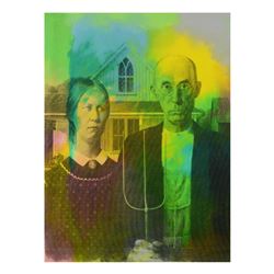 Steve Kaufman (1960-2010), "American Gothic" Hand Painted Limited Edition Silkscreen on Canvas (36" 