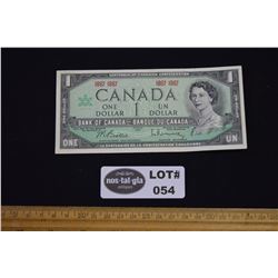 One (1) 1967 Canadian Centennial $1 Bill