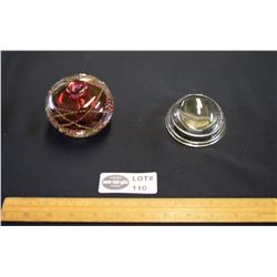 Art Glass Perfume Bottle and Petite Point PaperWeight