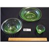 Image 1 : Lot of 3 Vintage Depression Vaseline Glass