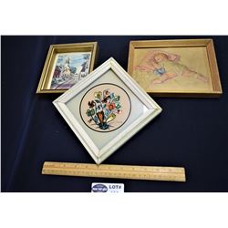 Lot of 3 Small Vintage Framed Pictures