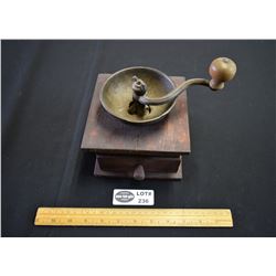 Antique Cast Iron Coffee Grinder/ Mill on Wood Base