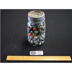 Canning Jar Filled with Vintage Marbles