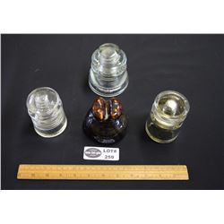 Lot of 4 Vintage Glass and Ceramic Insulators