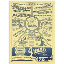 YES,  Parliament Funkadelic, THIN LIZZY ,Isaac Hayes , HALL & OATES 1977 Vegas Concert Handbill