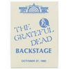 Image 1 : GRATEFUL DEAD Authentic RADIO CITY MUSIC HALL UNUSED Backstage Pass 10-27-1980