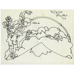 Peter Max ORIGINAL 1970 Drawing GIfted to de Young Museum curator from 1st Show