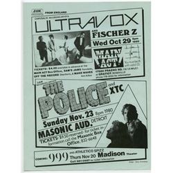 THE POLICE Ultravox XTC 999 Original 1980 Concert Handbill / Flyer