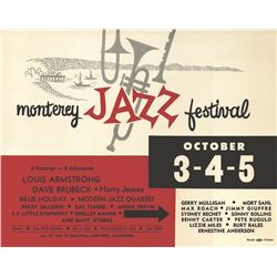 1958 Monterey Jazz Festival featuring BILLIE HOLIDAY and Louis Armstrong ORIGINAL 1958 Concert Poste