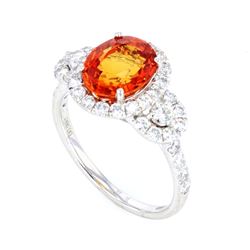 RARE Mandarin Sapphire & Diamond Platinum Ring