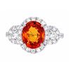 Image 2 : RARE Mandarin Sapphire & Diamond Platinum Ring