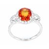 Image 3 : RARE Mandarin Sapphire & Diamond Platinum Ring