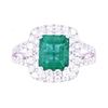 Image 2 : EXCELLENT Emerald & Diamond 18K Gold Ring