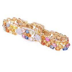 24.09 ct Multi-Colored Sapphire & Diamond Bracelet