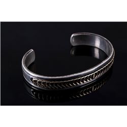 Navajo Sterling & 14k Gold Signed Bracelet