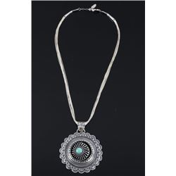 Navajo Carico Lake Sand Cast Sterling Necklace