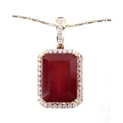 26.47 ct. Ruby & Diamond 14K Gold Necklace