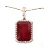 Image 1 : 26.47 ct. Ruby & Diamond 14K Gold Necklace