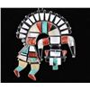 Image 2 : Navajo Inlaid Rainbow Yei Silver Pendant Necklace