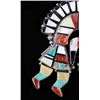 Image 3 : Navajo Inlaid Rainbow Yei Silver Pendant Necklace