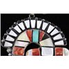 Image 4 : Navajo Inlaid Rainbow Yei Silver Pendant Necklace