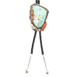 Navajo Sterling Silver & Turquoise Bolo Signed