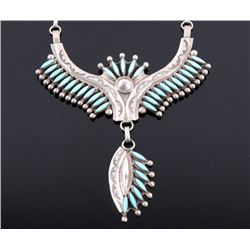 Zuni Sterling Turquoise Petite Point Necklace