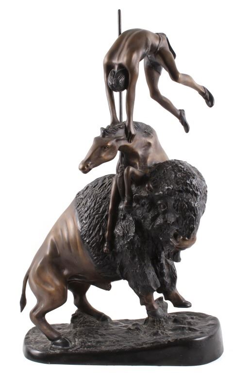Frederic Remington Buffalo Horse Statue LARGE
