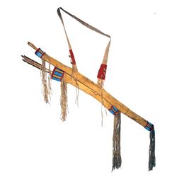 Comanche Beaded Bow & Arrow Hide Quiver c. 1800's