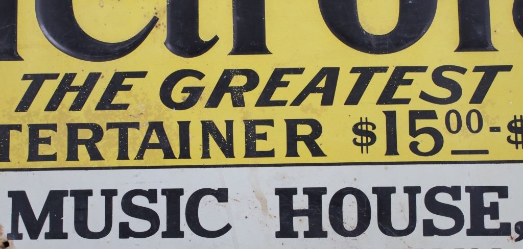 Victrola Music Embossed Tin Sign from Helena, MT