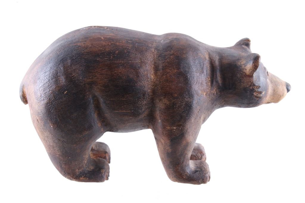 1992 Hand Carved Wooden Bear by E. Carlson