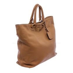 Prada Tan Leather Double Handle Tote Bag