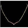 Image 1 : 1.70 ctw Ruby and Diamond Necklace - 18KT Yellow Gold