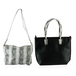 Black and Silver Textured Classic Handbag