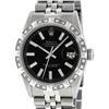 Rolex Mens Stainless Steel 36MM Black Index Pyramid Diamond Datejust Wristwatch