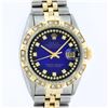 Image 1 : Rolex Mens 2 Tone 14K Blue Vignette String Pyramid Diamond Datejust Wristwatch