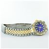 Image 8 : Rolex Mens 2 Tone 14K Blue Vignette String Pyramid Diamond Datejust Wristwatch