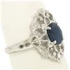 Image 3 : Solid Platinum 1.22 ctw Oval Deep Blue Sapphire Solitaire Open Filigree Style Ri