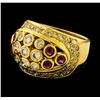 Image 1 : Ruby and Diamond Ring - 18KT Yellow Gold