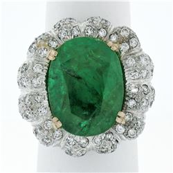 18K White Gold 15.15 ctw Large Oval Brilliant GIA Emerald & Diamond Ring