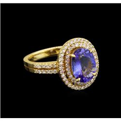 14KT Yellow Gold 3.02 ctw Tanzanite and Diamond Ring