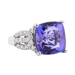 13.62 ctw Tanzanite and Diamond Ring - Platinum